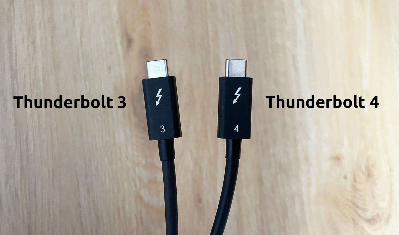 Two cables, one Thunderbolt 3 Cable and one Thunderbolt 4 Cable