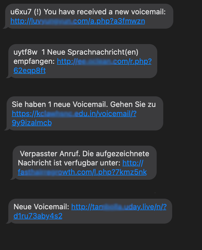 SMS Spam Virus Blockieren Neue Voicemail Verpasster Anruf Etc 